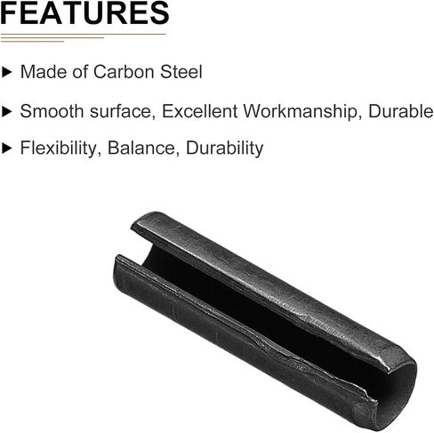 1.7mmx8mm(DxL) Slotted Spring Pin - 30Pack - Good for Home Machine Fastener - Carbon Steel Spring Dowel Tension Roll Pin - Black in Saudi Arabia