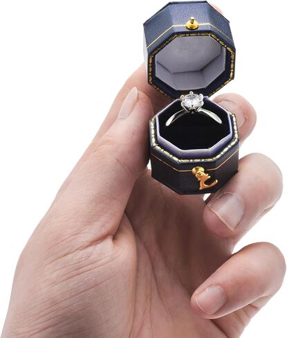 Mini size Metal glossy with LED Jewelry Gift Box - Easy to fit into your pocket or handbag - Blue in Saudi Arabia
