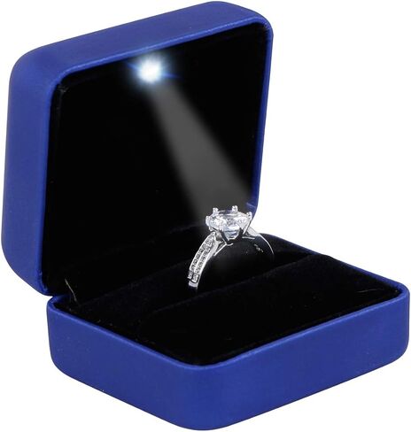 Mini size Metal glossy with LED Jewelry Gift Box - Easy to fit into your pocket or handbag - Blue in Saudi Arabia