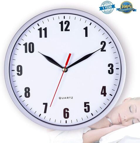 Silent Wall Clocks Battery Operated Wall Clock for Kids White Non-Ticking Easy to Read Wall Clock for Bathroom Kitchen Living Room Bedroom in 8 Inches in Kuwait