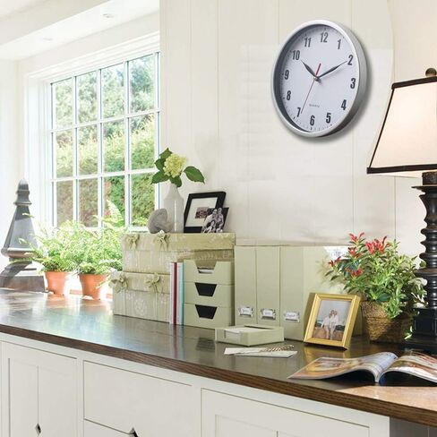 Silent Wall Clocks Battery Operated Wall Clock for Kids White Non-Ticking Easy to Read Wall Clock for Bathroom Kitchen Living Room Bedroom in 8 Inches in Kuwait