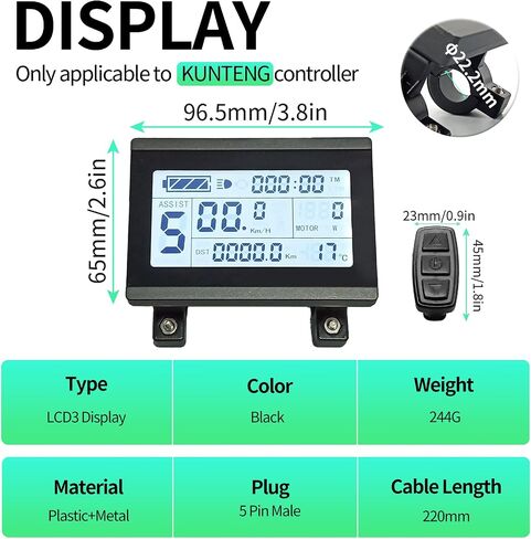شاشة MUSELK SPOECRTN E-Bike KT-LCD3 24V/36V/48V مع قابس مقاوم للماء وعادي لوحدة التحكم KT، ملحقات مجموعة أدوات تحديث الدراجة الكهربائية in Saudi Arabia