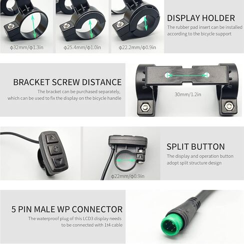 شاشة MUSELK SPOECRTN E-Bike KT-LCD3 24V/36V/48V مع قابس مقاوم للماء وعادي لوحدة التحكم KT، ملحقات مجموعة أدوات تحديث الدراجة الكهربائية in Saudi Arabia