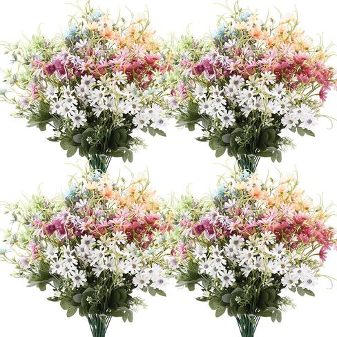 24 Pcs Faux Daisy Flowers Fake Wild Flowers Faux Wildflowers Artificial Wildflowers for Decoration Wild Flowers Artificial Spring Summer UV Resistant Floral Arrangements for Home Outdoor in Saudi Arabia