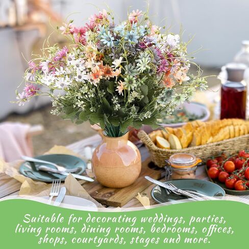 24 Pcs Faux Daisy Flowers Fake Wild Flowers Faux Wildflowers Artificial Wildflowers for Decoration Wild Flowers Artificial Spring Summer UV Resistant Floral Arrangements for Home Outdoor in Saudi Arabia