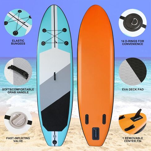 Inflatable Stand Up Paddle Board with Premium SUP Accessories, Wide Stable Design, Non-Slip Comfort Deck and Adjustable Paddle for Youth & Adults of All Skill Levels in Saudi Arabia