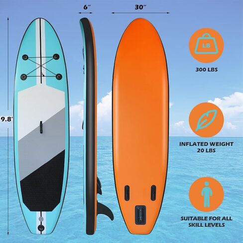Inflatable Stand Up Paddle Board with Premium SUP Accessories, Wide Stable Design, Non-Slip Comfort Deck and Adjustable Paddle for Youth & Adults of All Skill Levels in Saudi Arabia