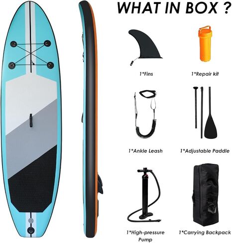 Inflatable Stand Up Paddle Board with Premium SUP Accessories, Wide Stable Design, Non-Slip Comfort Deck and Adjustable Paddle for Youth & Adults of All Skill Levels in Saudi Arabia