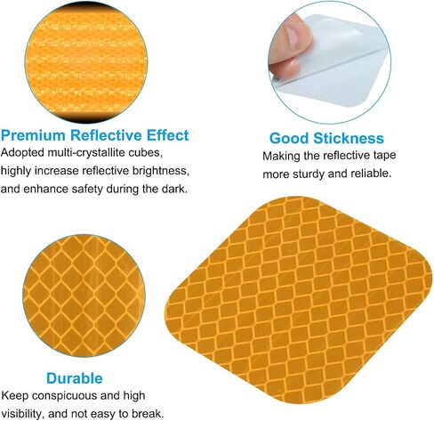 PATIKIL Reflective Stickers, 30 Pcs Safety High Visibility Reflective Sticker Waterproof Driveway Reflectors for Bicycle, Motorcycle, Fluorescent Yellow (Square) in Saudi Arabia