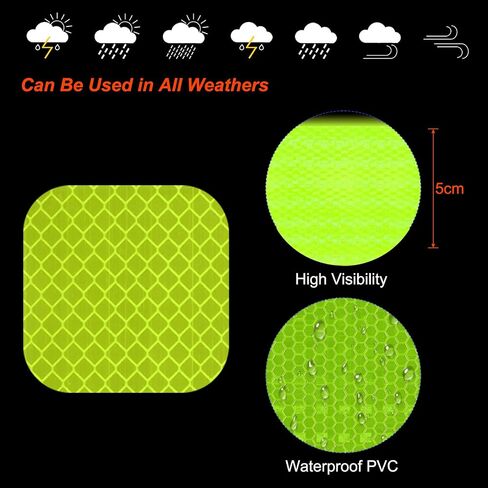PATIKIL Reflective Stickers, 30 Pcs Safety High Visibility Reflective Sticker Waterproof Driveway Reflectors for Bicycle, Motorcycle, Fluorescent Yellow (Square) in Saudi Arabia