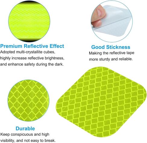 PATIKIL Reflective Stickers, 30 Pcs Safety High Visibility Reflective Sticker Waterproof Driveway Reflectors for Bicycle, Motorcycle, Fluorescent Yellow (Square) in Saudi Arabia