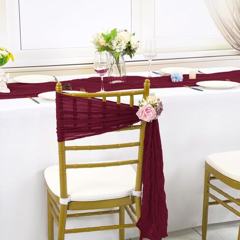 YMHPRIDE 50 PCS Wedding Cheesecloth Chair Sashes,Bows Designed Chair Sashes for Wedding Party Banquet Restaurant Hotel Folding Chair Covers Decoration(White,15.7x70 inch) in Saudi Arabia
