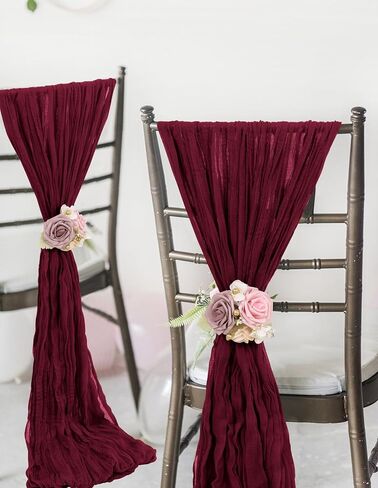 YMHPRIDE 50 PCS Wedding Cheesecloth Chair Sashes,Bows Designed Chair Sashes for Wedding Party Banquet Restaurant Hotel Folding Chair Covers Decoration(White,15.7x70 inch) in Saudi Arabia