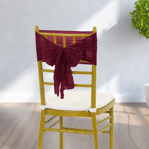 YMHPRIDE 50 PCS Wedding Cheesecloth Chair Sashes,Bows Designed Chair Sashes for Wedding Party Banquet Restaurant Hotel Folding Chair Covers Decoration(White,15.7x70 inch) in Saudi Arabia