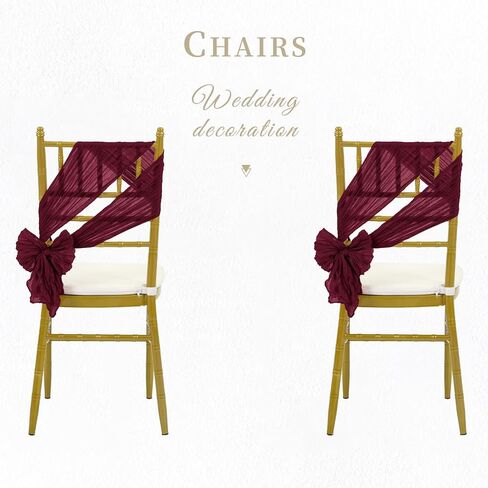 YMHPRIDE 50 PCS Wedding Cheesecloth Chair Sashes,Bows Designed Chair Sashes for Wedding Party Banquet Restaurant Hotel Folding Chair Covers Decoration(White,15.7x70 inch) in Saudi Arabia