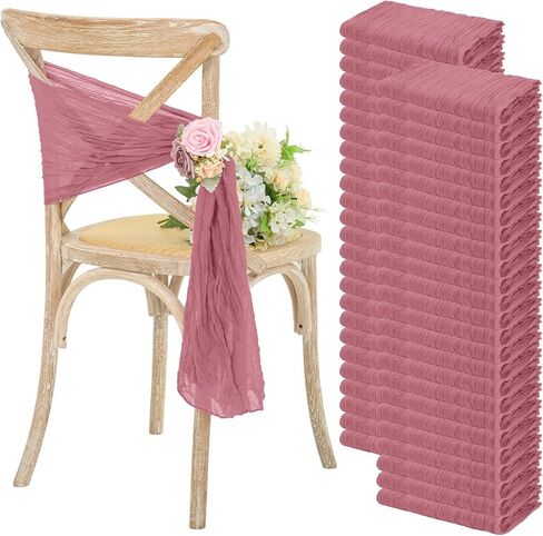 YMHPRIDE 50 PCS Wedding Cheesecloth Chair Sashes,Bows Designed Chair Sashes for Wedding Party Banquet Restaurant Hotel Folding Chair Covers Decoration(White,15.7x70 inch) in Saudi Arabia