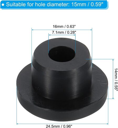 PATIKIL 15.5mm Diameter Rubber Hole Plugs, 16 Pcs Silicone Rubber Round Hole Stoppers for 15mm Hole, Black in Saudi Arabia