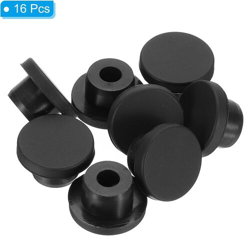 PATIKIL 15.5mm Diameter Rubber Hole Plugs, 16 Pcs Silicone Rubber Round Hole Stoppers for 15mm Hole, Black in Saudi Arabia