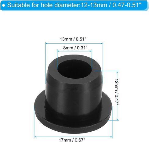 PATIKIL 15.5mm Diameter Rubber Hole Plugs, 16 Pcs Silicone Rubber Round Hole Stoppers for 15mm Hole, Black in Saudi Arabia