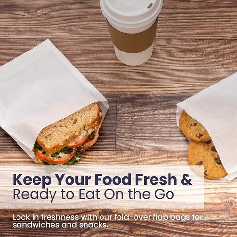 Fit Meal Prep 50 عبوة من أكياس الساندويتش الورقية مقاس 17.78 × 15.24 سم، أكياس الوجبات الخفيفة الورقية المقاومة للدهون، حقيبة معجنات من درجة الغذاء، أكياس ورقية صغيرة قابلة لإعادة التدوير، أكمام البسكويت، تغليف المواد الغذائية للمخبز، الكعك، أبيض in Saudi Arabia