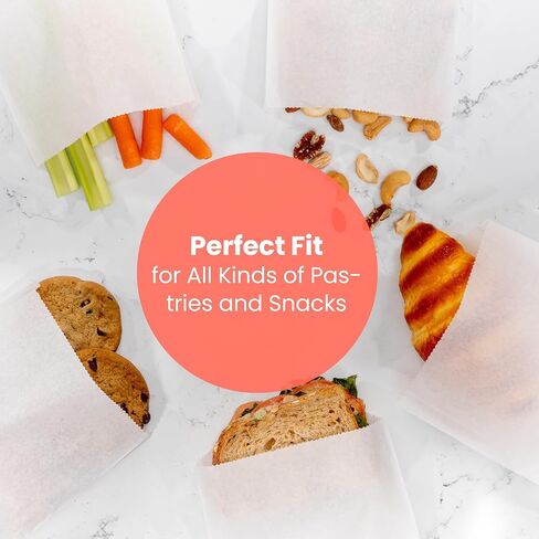 Fit Meal Prep 50 عبوة من أكياس الساندويتش الورقية مقاس 17.78 × 15.24 سم، أكياس الوجبات الخفيفة الورقية المقاومة للدهون، حقيبة معجنات من درجة الغذاء، أكياس ورقية صغيرة قابلة لإعادة التدوير، أكمام البسكويت، تغليف المواد الغذائية للمخبز، الكعك، أبيض in Saudi Arabia