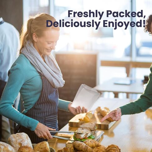 Fit Meal Prep 50 عبوة من أكياس الساندويتش الورقية مقاس 17.78 × 15.24 سم، أكياس الوجبات الخفيفة الورقية المقاومة للدهون، حقيبة معجنات من درجة الغذاء، أكياس ورقية صغيرة قابلة لإعادة التدوير، أكمام البسكويت، تغليف المواد الغذائية للمخبز، الكعك، أبيض in Saudi Arabia