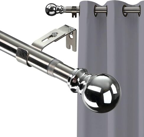 Curtain Rods for Windows 34 to 68 Inch, INFLATION Silver 1" Adjustable Telescoping Single Rod for Curtains, Heavy Duty Drapery Rod for Bedroom, Living Room, Door in Saudi Arabia