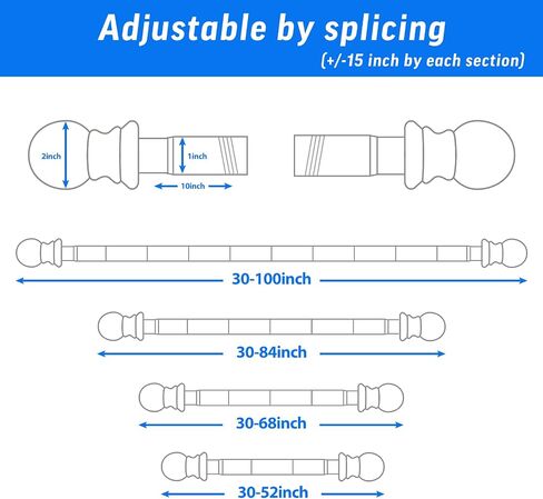 Curtain Rods for Windows 34 to 68 Inch, INFLATION Silver 1" Adjustable Telescoping Single Rod for Curtains, Heavy Duty Drapery Rod for Bedroom, Living Room, Door in Saudi Arabia