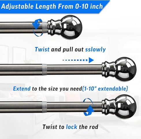 Curtain Rods for Windows 34 to 68 Inch, INFLATION Silver 1" Adjustable Telescoping Single Rod for Curtains, Heavy Duty Drapery Rod for Bedroom, Living Room, Door in Saudi Arabia