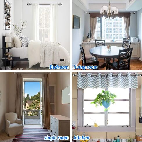 Curtain Rods for Windows 34 to 68 Inch, INFLATION Silver 1" Adjustable Telescoping Single Rod for Curtains, Heavy Duty Drapery Rod for Bedroom, Living Room, Door in Saudi Arabia