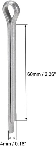 uxcell Split Cotter Pin - 5/32 inch x 1 37/64 inch (4mm x 40mm) Carbon Steel 2-Prongs Silver Tone Fastener Clip Key 100Pcs in Saudi Arabia