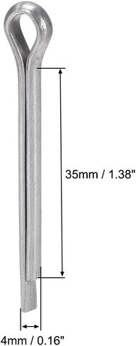 uxcell Split Cotter Pin - 5/32 inch x 1 37/64 inch (4mm x 40mm) Carbon Steel 2-Prongs Silver Tone Fastener Clip Key 100Pcs in Saudi Arabia