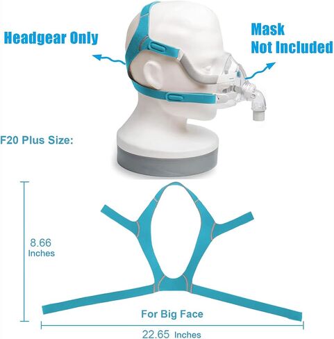 حزام غطاء الرأس Airfit F20، غطاء رأس F20 Cpap قابل للتعديل، حزام بديل مريح لقناع F20 مع خطاف وحلقة قوية، لوازم CP-AP لأغطية الرأس من أجل Airfit/AirTouch F20، حجم كبير in Kuwait