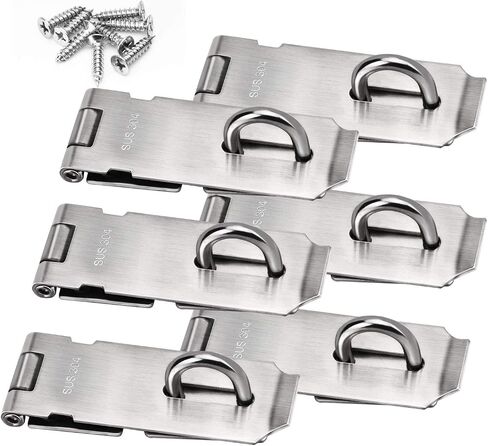 6 PCS 5-Inch Security Padlock Hasp and Staples, Heavy Duty Folding Lock Hasps Made of 304 Stainless Steel and 48 PCS Mounting Screws, Lock Hasps for Gate Lock Padlock Shed Door Latch in Saudi Arabia