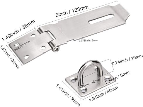 6 PCS 5-Inch Security Padlock Hasp and Staples, Heavy Duty Folding Lock Hasps Made of 304 Stainless Steel and 48 PCS Mounting Screws, Lock Hasps for Gate Lock Padlock Shed Door Latch in Saudi Arabia