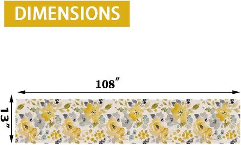 Yellow Floral Table Runner, Seasonal Summer Watercolor Flower Holiday Kitchen Dining Table Decoration for Home Party Decor 13 x 70 Inch in Saudi Arabia