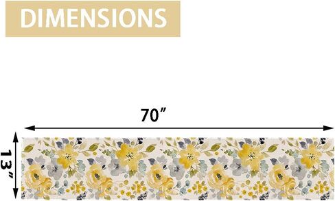 Yellow Floral Table Runner, Seasonal Summer Watercolor Flower Holiday Kitchen Dining Table Decoration for Home Party Decor 13 x 70 Inch in Saudi Arabia