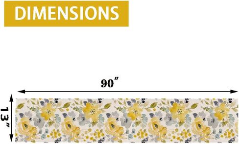 Yellow Floral Table Runner, Seasonal Summer Watercolor Flower Holiday Kitchen Dining Table Decoration for Home Party Decor 13 x 70 Inch in Saudi Arabia