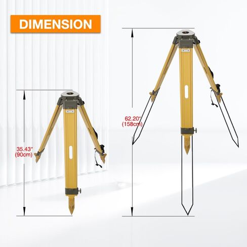 Wooden Survey Tripod Laser Level Tripod Construction Tripod with 5/8-Inch 11-Threaded Flat Head with Twist Lock for Total Station Theodolite Auto Level (DW-1-FCT) in Saudi Arabia