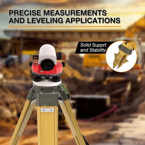 Wooden Survey Tripod Laser Level Tripod Construction Tripod with 5/8-Inch 11-Threaded Flat Head with Twist Lock for Total Station Theodolite Auto Level (DW-1-FCT) in Saudi Arabia