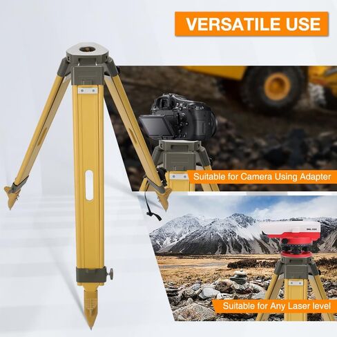 Wooden Survey Tripod Laser Level Tripod Construction Tripod with 5/8-Inch 11-Threaded Flat Head with Twist Lock for Total Station Theodolite Auto Level (DW-1-FCT) in Saudi Arabia