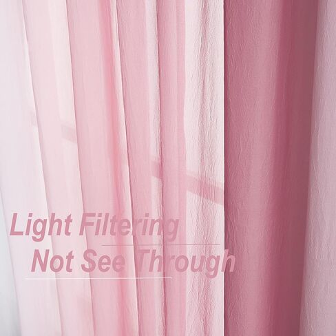 Pink Ombre Chiffon Sheer Window Scarf Valance Living Room 216 Inch Long | Curtain 18ft for Girls Bedroom Decor, 52"W Crinkle Soft Window Semi Sheer Valance for Holiday, Wedding Party Decor, 1 Piece in Saudi Arabia