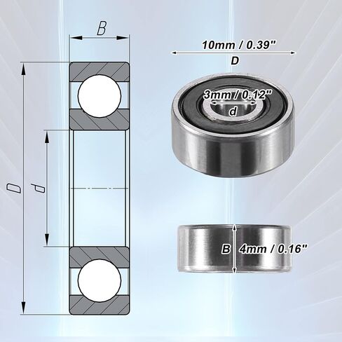 ACROPIX 623-2RS محامل مزدوجة المطاط مختومة الكرات الأخدود العميق 3x10x4mm لهجة فضية - حزمة من 10 in Saudi Arabia
