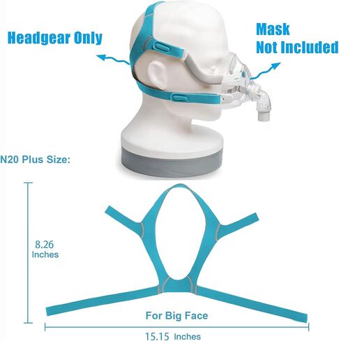 حزام غطاء الرأس Airfit N20، غطاء رأس N20 Cpap قابل للتعديل، حزام بديل مريح لقناع CPAP مع خطاف وحلقة قوية، لوازم CPAP لأغطية الرأس لـ Airfit/AirTouch N20، مقاس متوسط in Kuwait