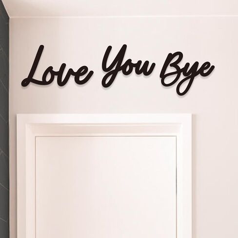 علامة Love You Bye الخشبية باللون الأسود الحديث لديكور المنزل مدخل خشبي مدخل جدار ديكور فني للعائلة والعشاق علامة جدار مدخل المدخل in Kuwait