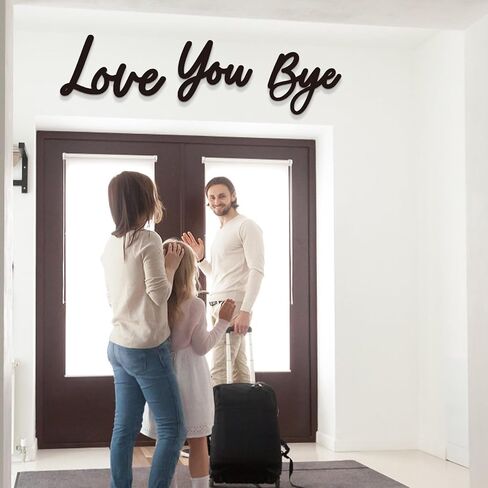 علامة Love You Bye الخشبية باللون الأسود الحديث لديكور المنزل مدخل خشبي مدخل جدار ديكور فني للعائلة والعشاق علامة جدار مدخل المدخل in Kuwait