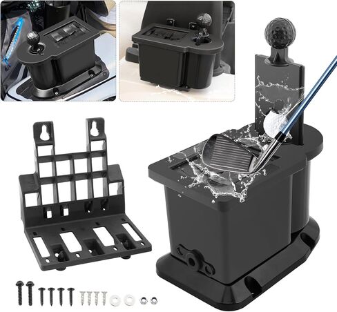 Roykaw Golf Cart Ball Washer with Club Head Cleaner, Golf Ball Cleaner Universal Compatible with EZGO, Club Car, Yamaha, Advanced EV, w/Upgrade Precedent Base Bracket in Saudi Arabia