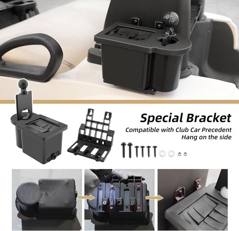 Roykaw Golf Cart Ball Washer with Club Head Cleaner, Golf Ball Cleaner Universal Compatible with EZGO, Club Car, Yamaha, Advanced EV, w/Upgrade Precedent Base Bracket in Saudi Arabia