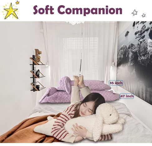 Hofun4U Rabbit Plush Pillow, Rabbit Stuffed Animal, Rabbit Plush Long Body Pillow Gift for Kids Adults (White,47 inch) in Saudi Arabia