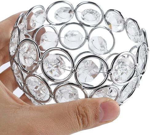 Crystal Votive Candle Holder, Silver Crystal Tea Light Candle Holder Decorative Centerpieces Candle Lantern for Wedding, Thanksgiving Day Tealight Candle Holder(Bowl) in Saudi Arabia